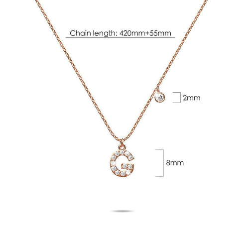 Solid 925 Sterling Silver Initial Crystal Personalised Alphabet Letter Necklace Rose Gold Filled